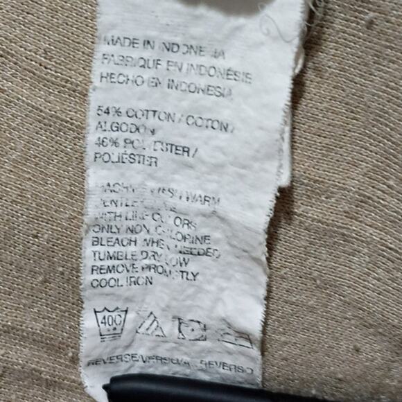 4XL Men's Windowpane Plaid Cream Textured Long-Sleeved 1/4 Button Collar Shirt - Picture 10 of 10